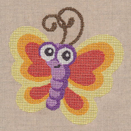 Wide-Eyed Baby Girl Butterfly (Cross Stitch)