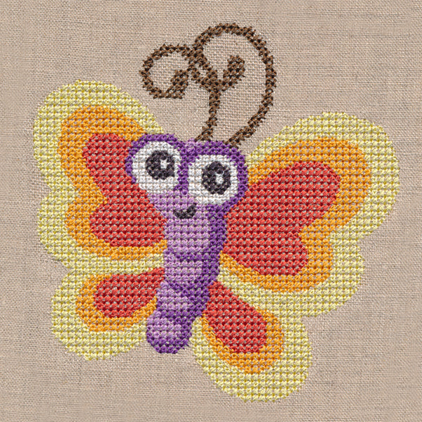 Wide-Eyed Baby Girl Butterfly (Cross Stitch)
