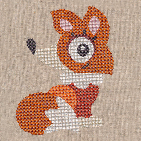 Wide-Eyed Baby Girl Fox (Cross Stitch)