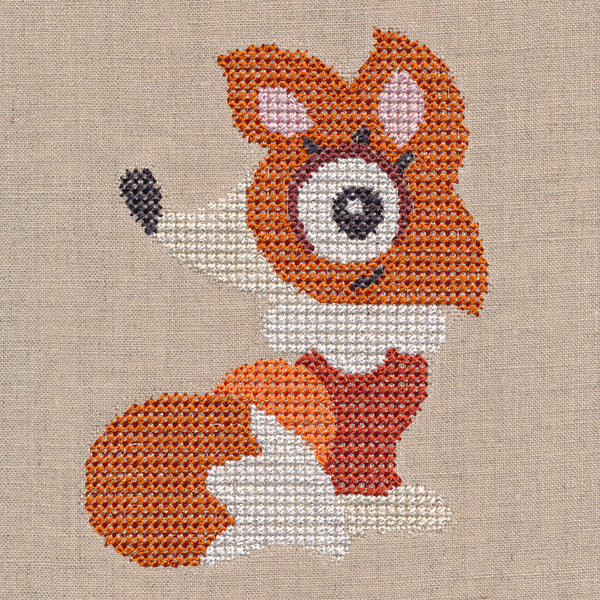Wide-Eyed Baby Girl Fox (Cross Stitch)