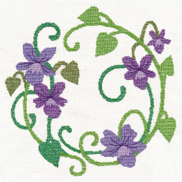 Violet Wreath (Cross Stitch)
