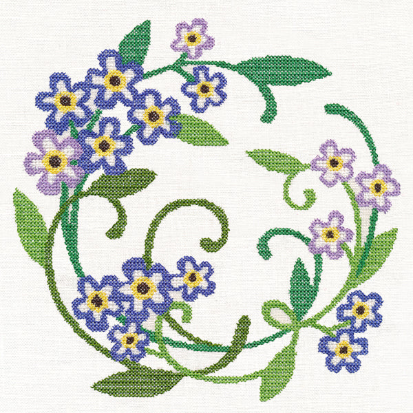 Forget-Me-Not Wreath (Cross Stitch)