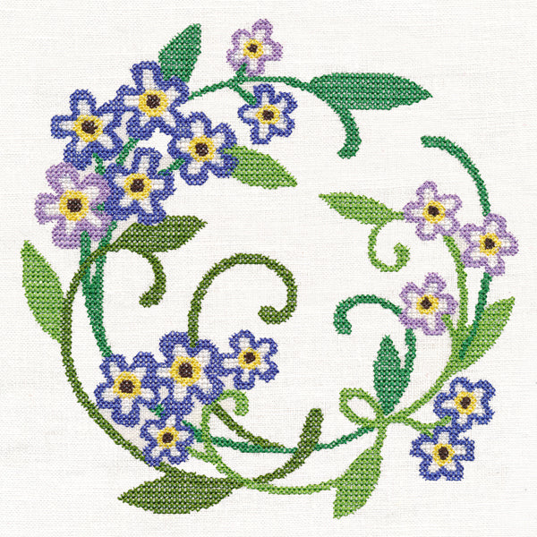 Forget-Me-Not Wreath (Cross Stitch)