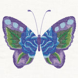 Blue Rose Butterfly in Watercolor (Cross Stitch)