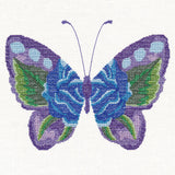 Blue Rose Butterfly in Watercolor (Cross Stitch)