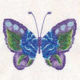 Blue Rose Butterfly in Watercolor (Cross Stitch)