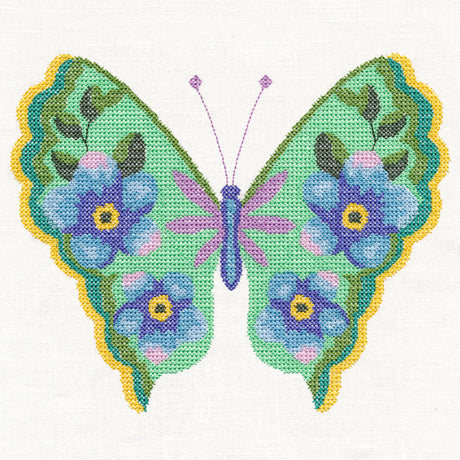 Forget-Me-Not Butterfly in Watercolor (Cross Stitch)