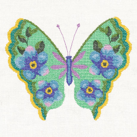 Forget-Me-Not Butterfly in Watercolor (Cross Stitch)
