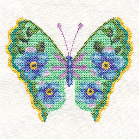 Forget-Me-Not Butterfly in Watercolor (Cross Stitch)
