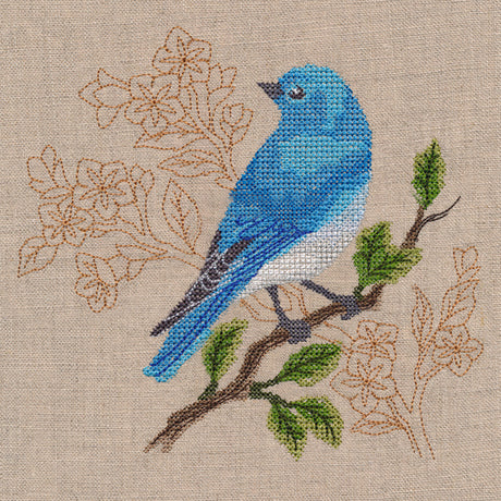 Mountain Bluebird with Delicate Branches (Cross Stitch)