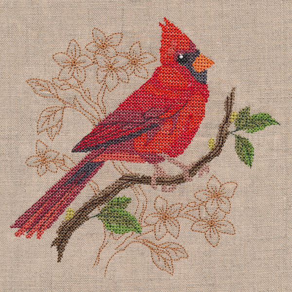 Cardinal with Delicate Branches (Cross Stitch)