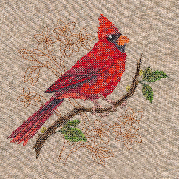 Cardinal with Delicate Branches (Cross Stitch)