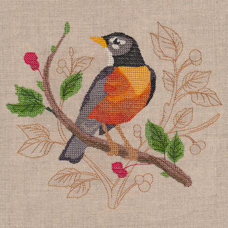 Robin with Delicate Branches (Cross Stitch)
