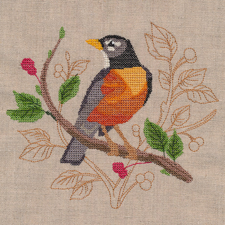 Robin with Delicate Branches (Cross Stitch)