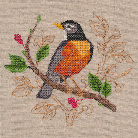 Robin with Delicate Branches (Cross Stitch)
