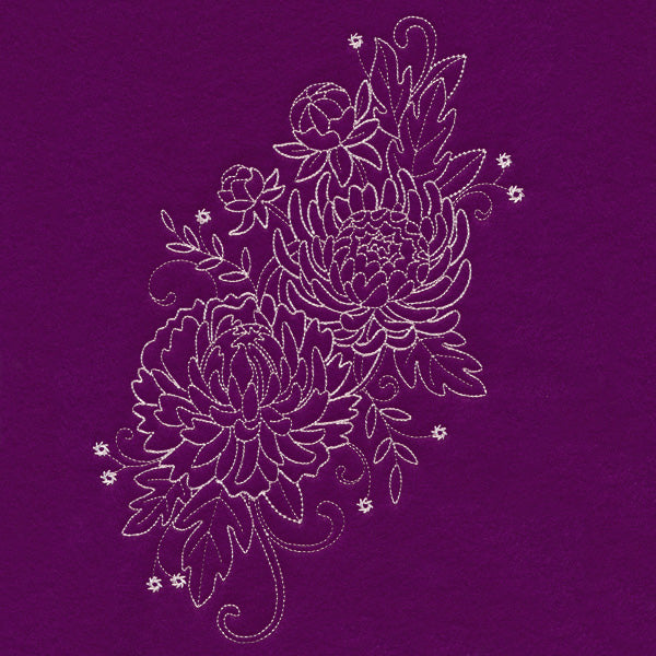 Blissful Chrysanthemum Spray (Whitework)