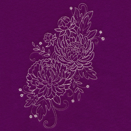 Blissful Chrysanthemum Spray (Whitework)