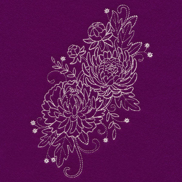 Blissful Chrysanthemum Spray (Whitework)