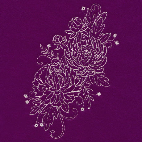 Blissful Chrysanthemum Spray (Whitework)