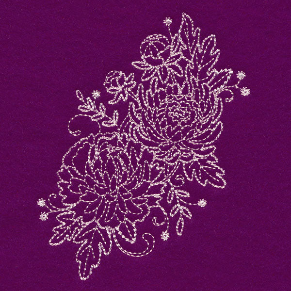 Blissful Chrysanthemum Spray (Whitework)