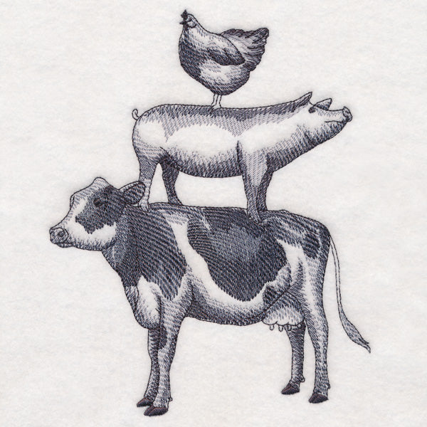 Etched Farm Animal Stack