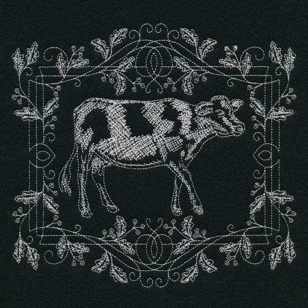 Framed Chalkboard Cow