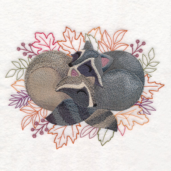 Autumn Cozy Cuddlers - Raccoons – Embroidery Library