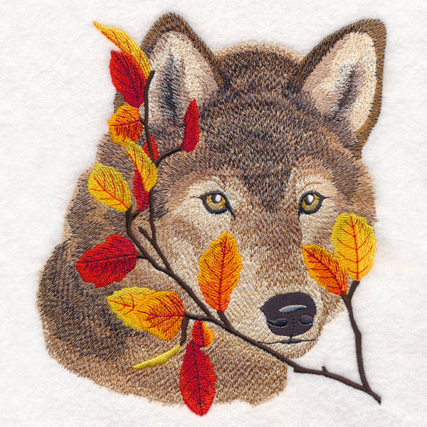 Wolf in Autumn Leaves