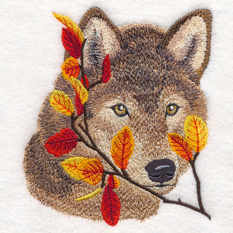 Wolf in Autumn Leaves