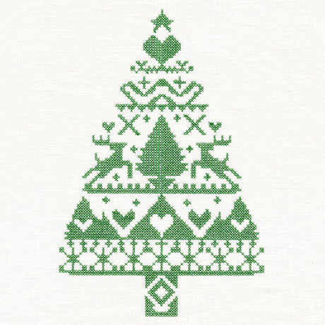 White Christmas Nordic Tree with Reindeer (Cross Stitch)