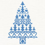 White Christmas Nordic Tree with Snowmen (Cross Stitch)