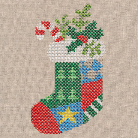 Christmas Patch Stocking (Cross Stitch)