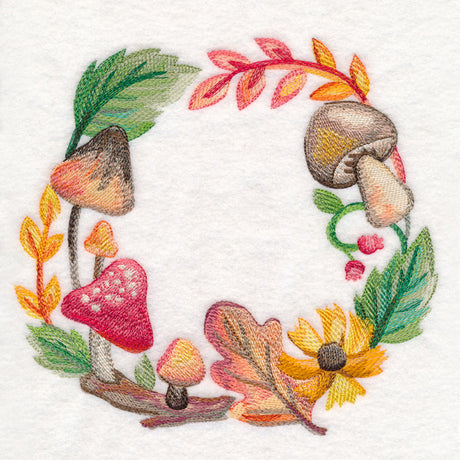 Autumn Mushroom Wreath in Watercolor