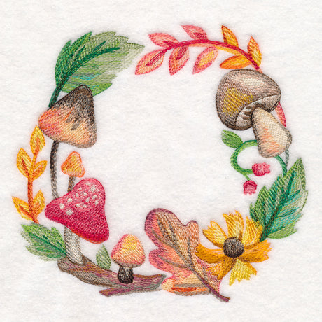Autumn Mushroom Wreath in Watercolor