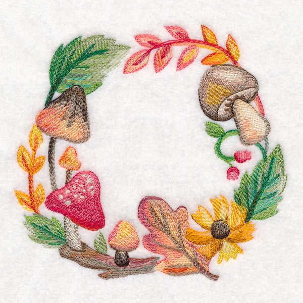 Autumn Mushroom Wreath in Watercolor