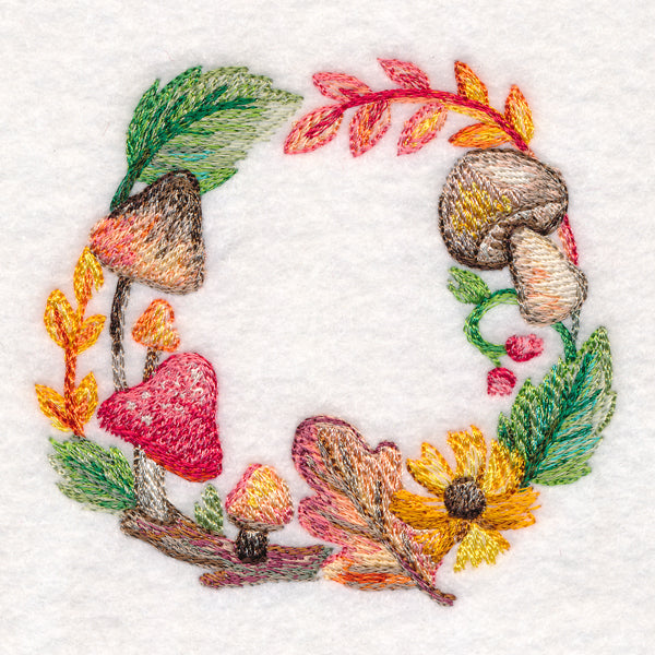 Autumn Mushroom Wreath in Watercolor