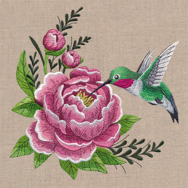 Hummingbird and Peony