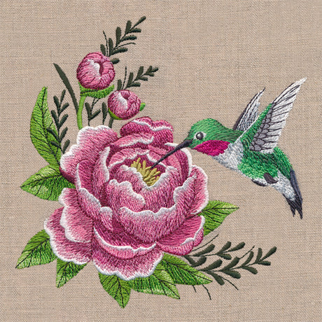 Hummingbird and Peony