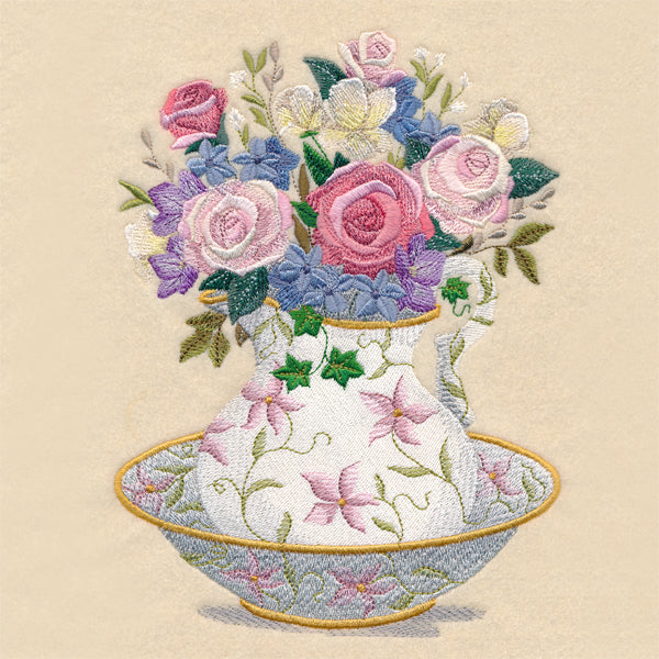 Floral Wash Basin and Pitcher