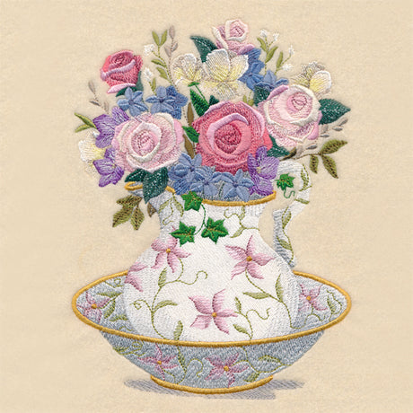 Floral Wash Basin and Pitcher