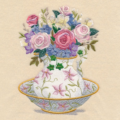 Floral Wash Basin and Pitcher