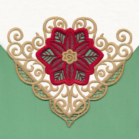 Golden Swirls Poinsettia Corner (Cutwork)