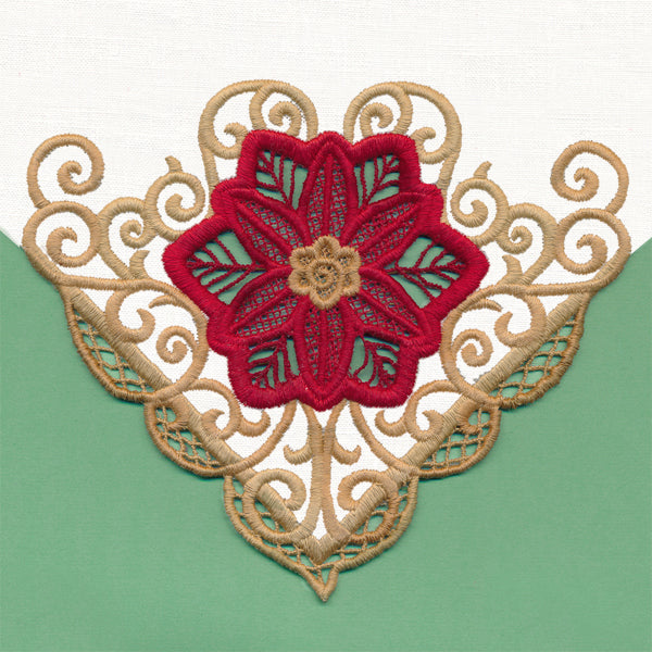 Golden Swirls Poinsettia Corner (Cutwork)