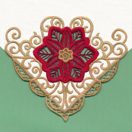 Golden Swirls Poinsettia Corner (Cutwork)