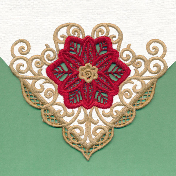 Golden Swirls Poinsettia Corner (Cutwork)