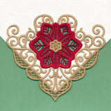 Golden Swirls Poinsettia Corner (Cutwork)