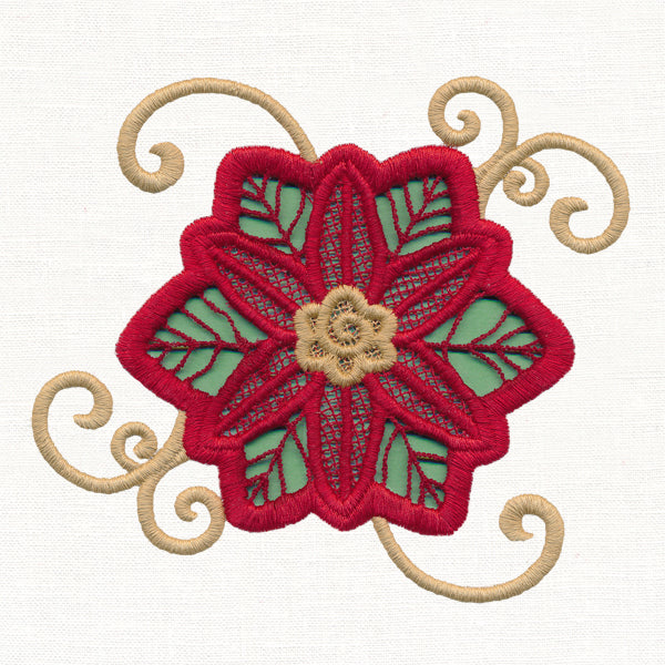 Golden Swirls Poinsettia Accessory (Cutwork)