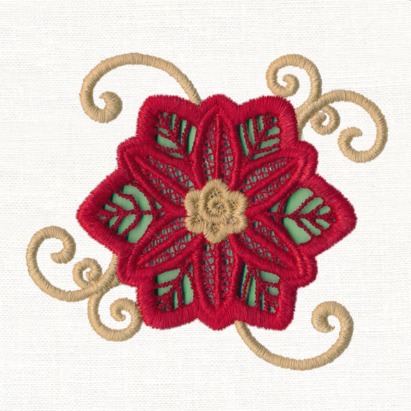Golden Swirls Poinsettia Accessory (Cutwork)