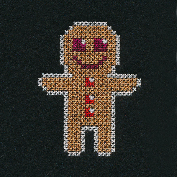 Gingerbread Man Jar Topper (Cross Stitch)