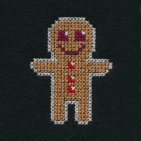 Gingerbread Man Jar Topper (Cross Stitch)